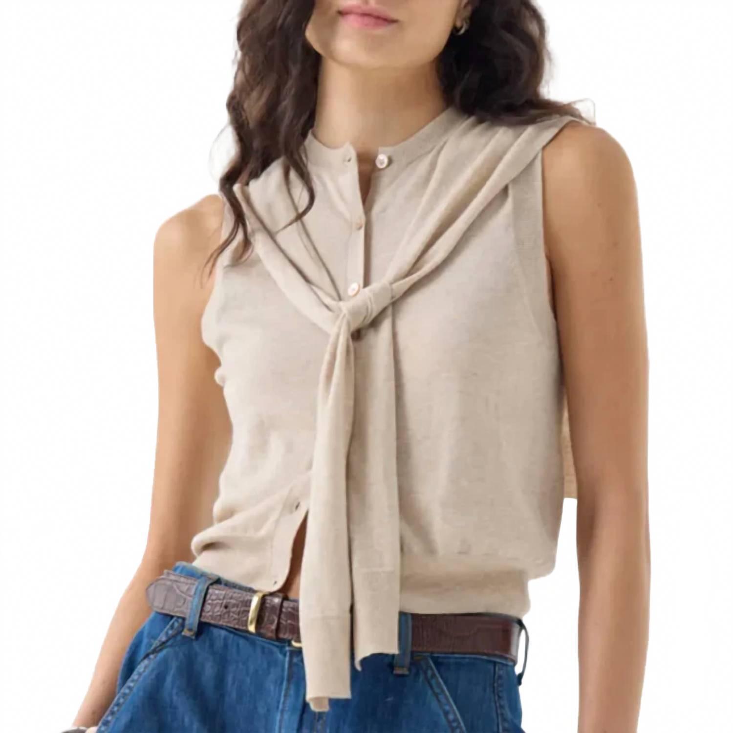 New Autumn Cashmere Sleeveless Cardigan Vest In Beige